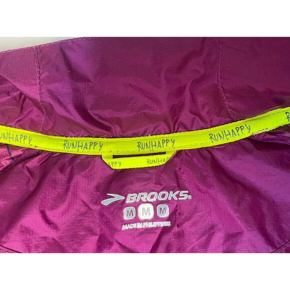 W's Med BROOKS Run Happy Burgundy Track Zip Lightweight/Wind Resist Jacket - Picture 7 of 11